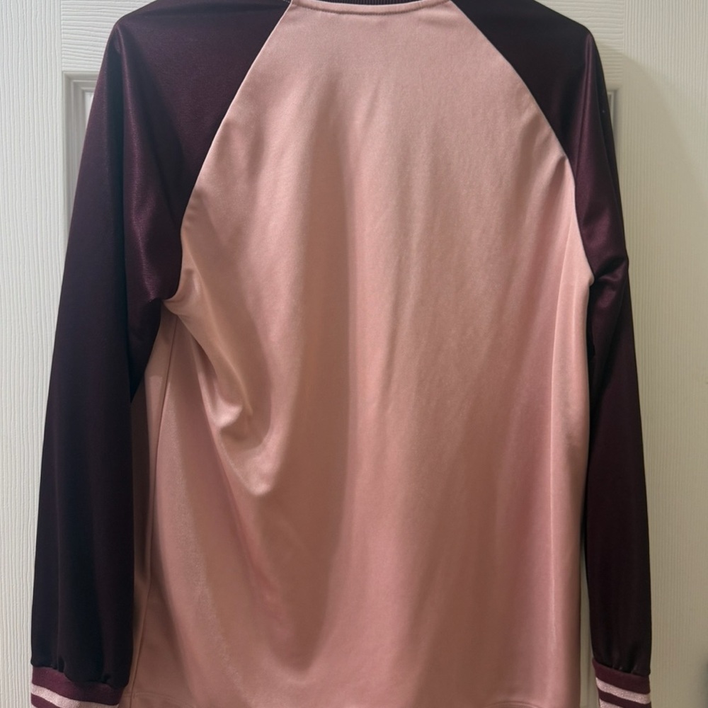 Adidas Brown and Pink Long Sleeve Tee Athletic Style